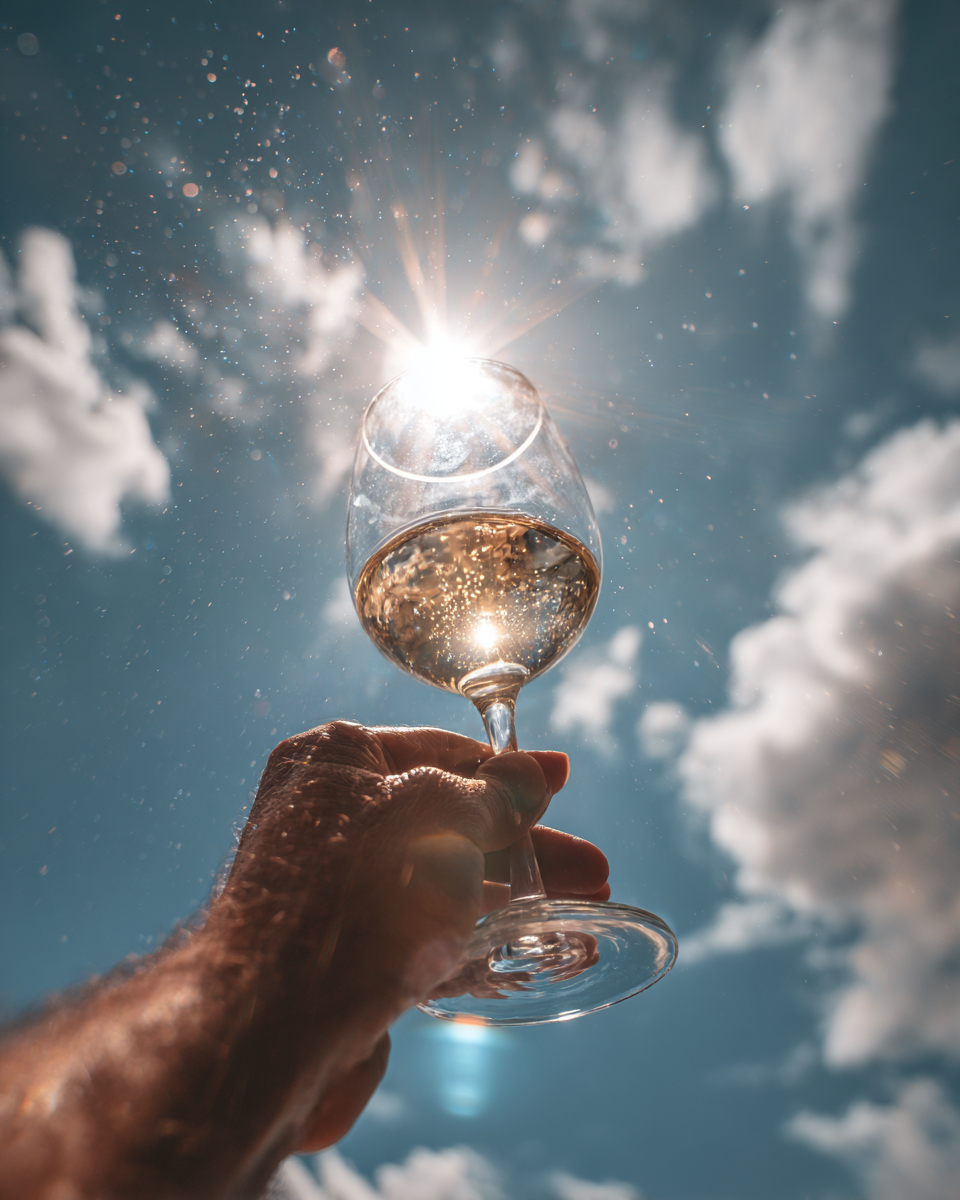 Bicchiere di vino controluce
